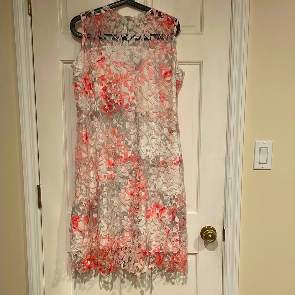 Elie Tahari Pink and White Lace Overlay